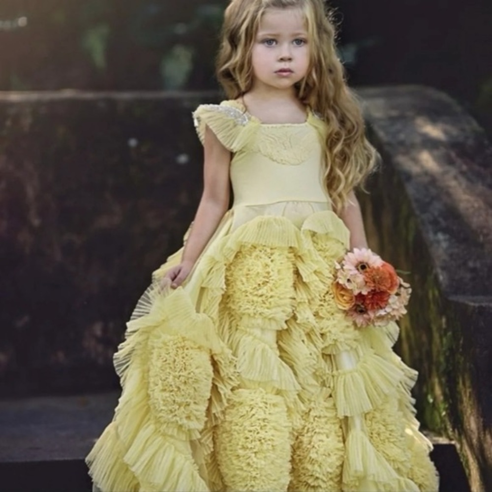 DOLLCAKE BEST WISHES FROCK IN YELLOW